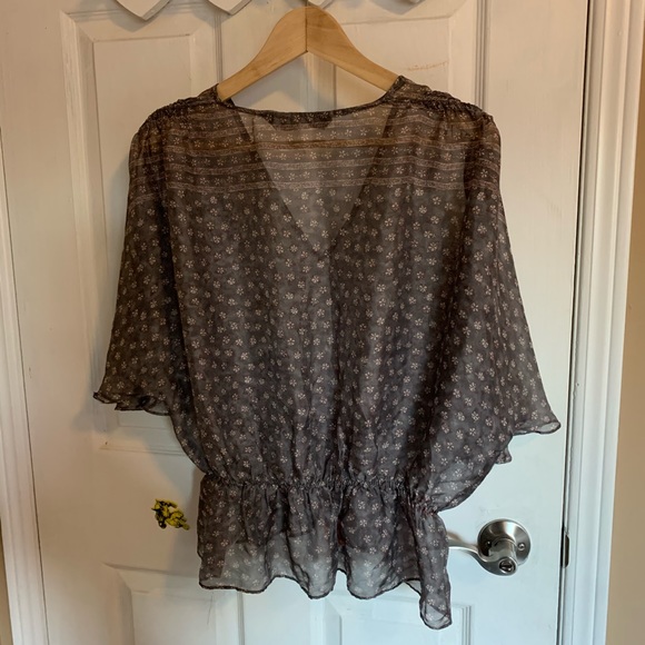 2/$25 Zara Grey Silk Blouse S - Picture 5 of 8